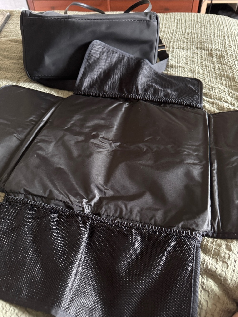 kate spade Black Nylon Diaper Tote with Gold Hardware and Matching Changing Pad - Picture 4 of 4